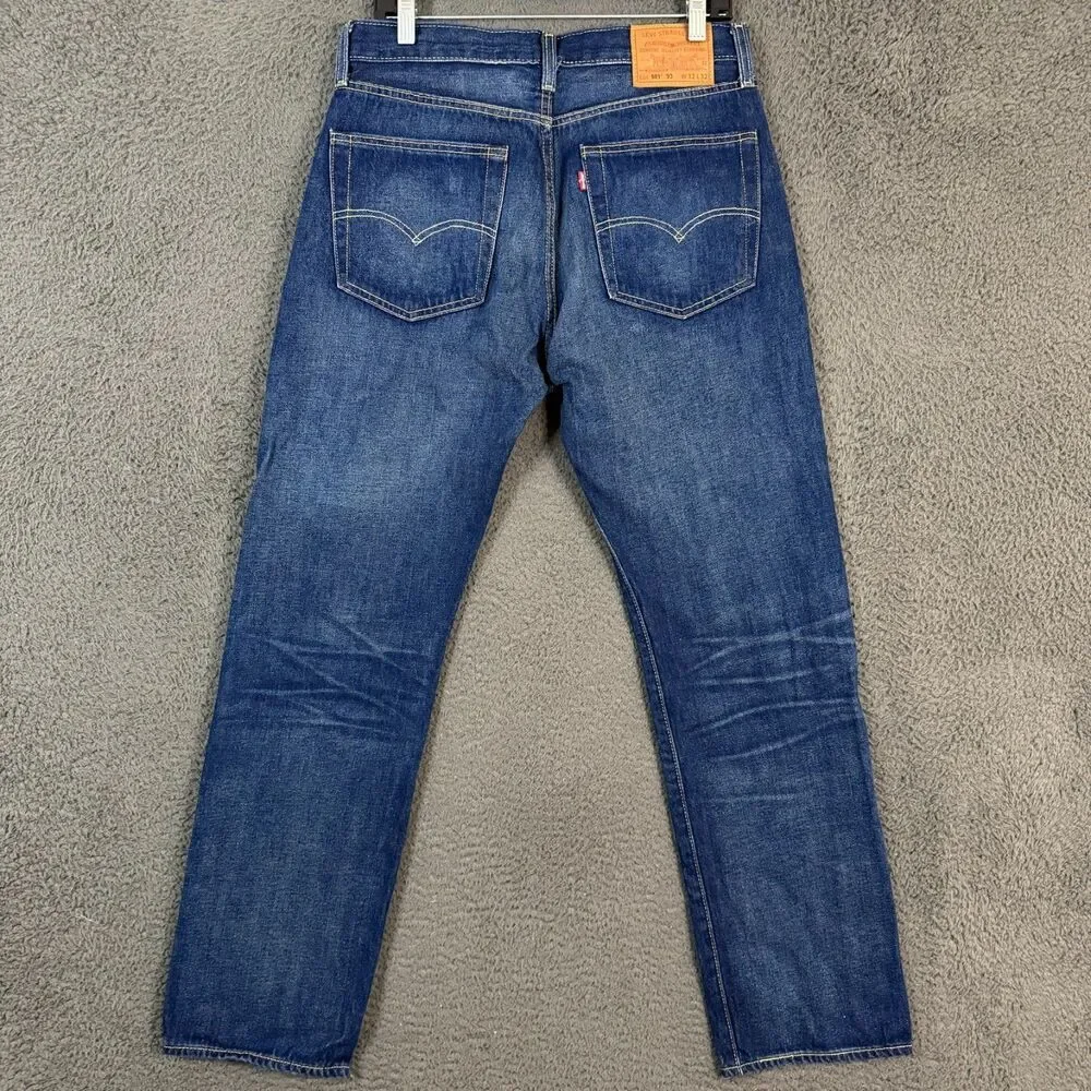 Levis 501 Lot 93 Jeans Mens 32x32 Blue Straight Fit Dark Wash Premium Denim